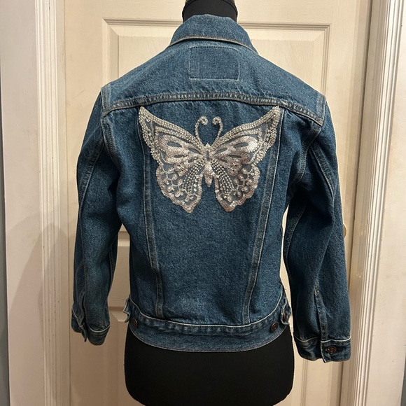 Upcycled Hand-Embellished Women’s Levi Strauss Signature Jean Jacket, size S - Picture 1 of 5